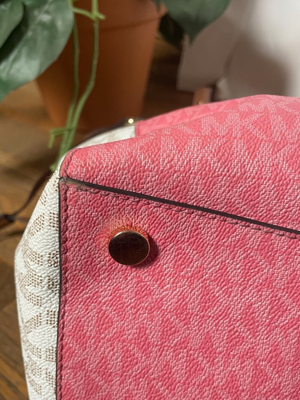 Michael Kors Voyager East/West Tote Pink Color-blocked signature logo - Picture 8 of 16